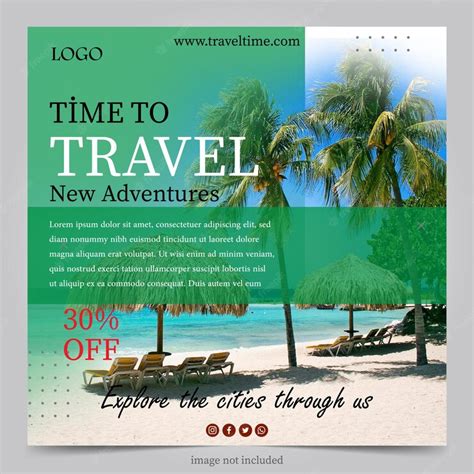 Premium Vector Travel Agency Poster Flat Design Banner Template