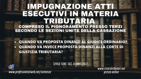 Impugnazione Atti Esecutivi In Materia Tributaria Compreso Il