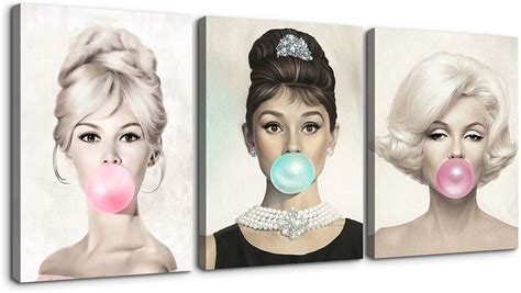 Panels Beauty Portrait Canvas Wall Art Audrey Hepburn And Brigitte