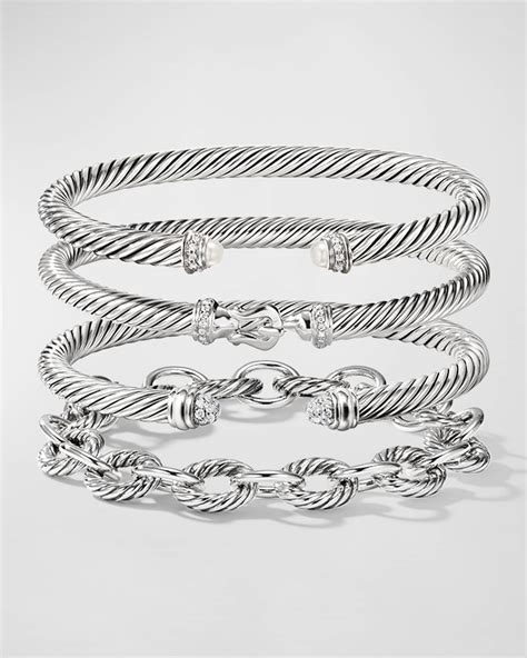 David Yurman Cable Buckle Bracelet With Diamonds Neiman Marcus