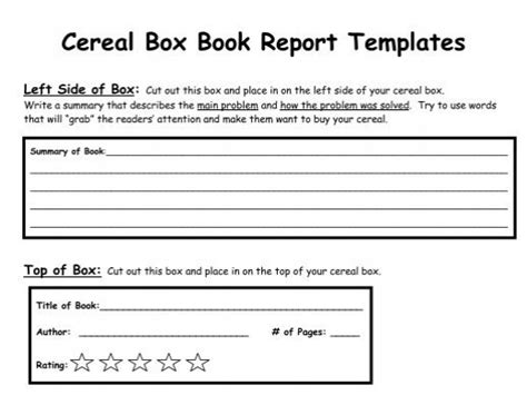 Cereal Box Book Report