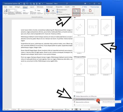 Wasserzeichen einfügen in Word Dokument Windows FAQ