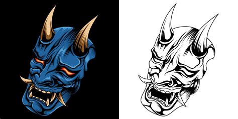 Oni Mask Side View Vector Illustration 12465553 Vector Art At Vecteezy