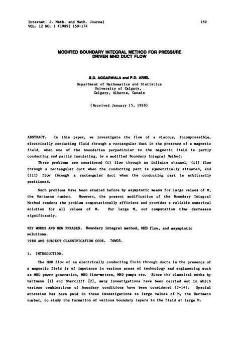 PDF MODIFIED BOUNDARY INTEGRAL METHOD FOR PRESSURE 160 B D