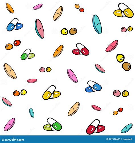 Pills Pattern Seamless For Drug Store Decoration Funny Colorful