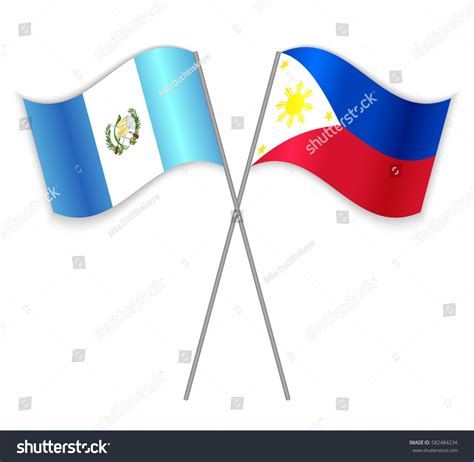 Guatemalan Filipino Crossed Flags Guatemala Combined Stock Vector