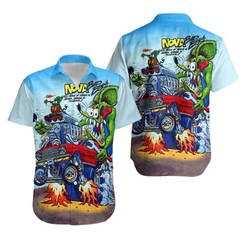 Fix The Hot Rod Breathing Rat Fink Unisex Hawaiian Shirt Sold By Iran