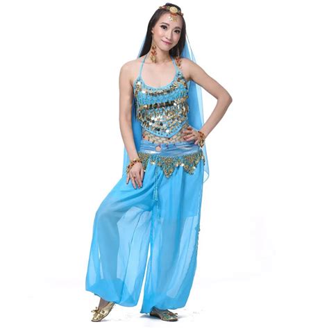 4 Pieces Adult Belly Dance Costumes Sets Women Bollywood Costume Indian