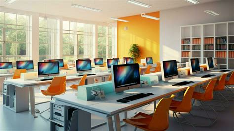 modern classroom with computer equipment for learning 32943393 Stock ...