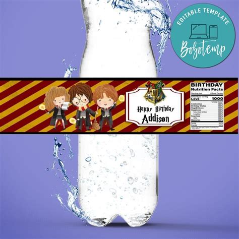 Harry Potter Water Bottle Label Template Diy Createpartylabels