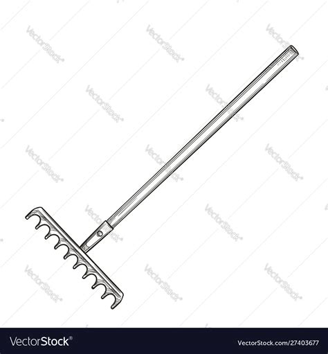 Garden Rake Icon Sketch Style Royalty Free Vector Image