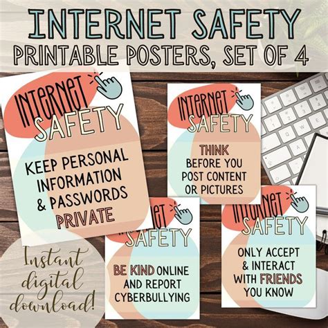 Internet Safety Classroom Printable Posters For Elementary And