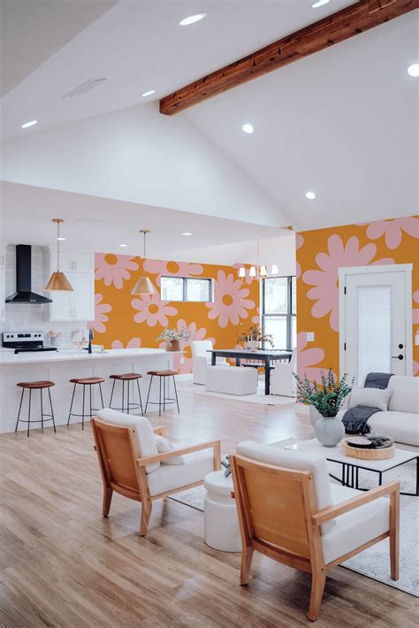 Whimsical Orange Blossom Peel And Stick Wall Mural Or Unpasted