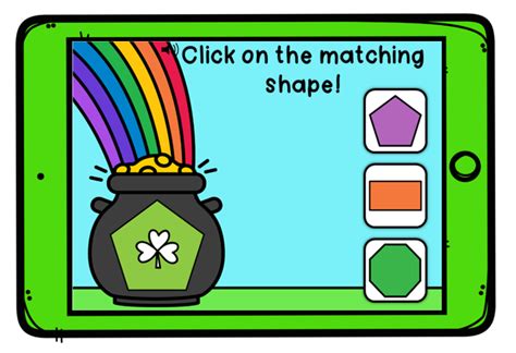 St Patricks Day Shapes Math Centers Digital Game Boom Cards Big