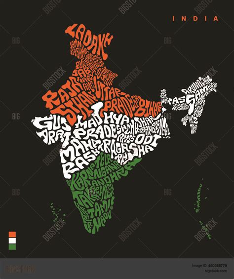 Colorful India Map Vector Illustration Images