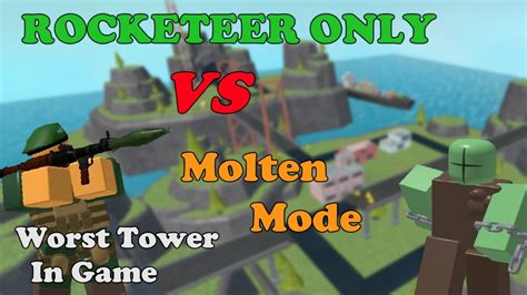 Rocketeer Only Solo Vs Molten Mode Tower Defense Simulator Youtube