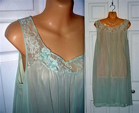 Slumber Smarty Vintage 60s Nightie Seafoam Chiffon Babydoll