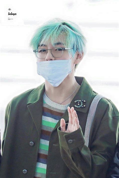 Slaying The Mint Green Hair 😍😍😍 Taehyung Bts Taehyung Kim Taehyung