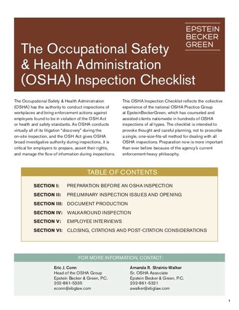 Osha Safety Inspection Checklist Template