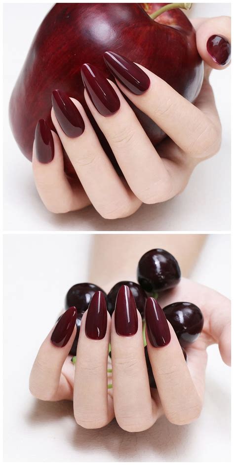 Dark Gel Nails Deep Red Nails Dark Color Nails Maroon Nails Pretty