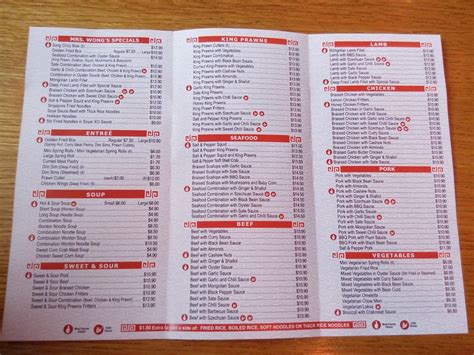 Menu At Mrs Wong S Chinese Kitchen Fast Food Merrylands Mcfarlane St