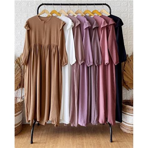 Jual Promo Gamis Crinkle Ribuan Bisa Cod Riswana Dress Gamis Dewasa