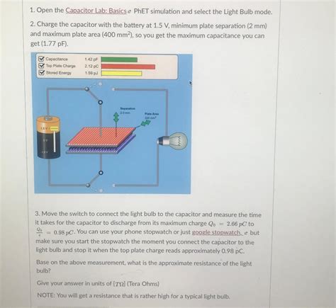 Solved 1 Open The Capacitor Lab Basicse Phet Simulation