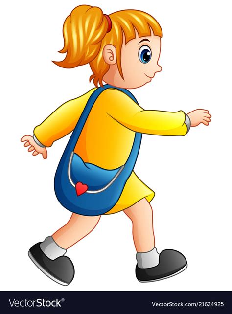 School girl cartoon walking Royalty Free Vector Image