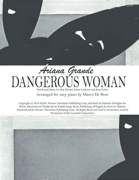 Dangerous Woman Arr Marco De Boni Sheet Music Ariana Grande Easy