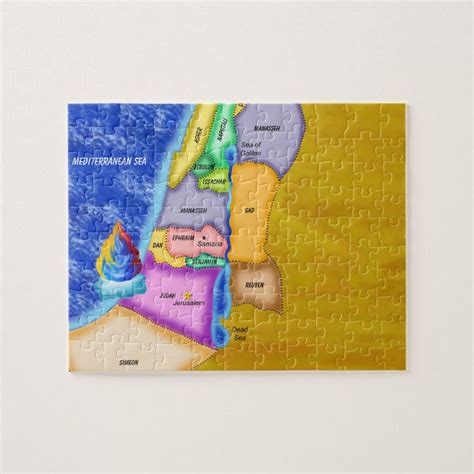 Twelve Tribes Of Israel Promised Land Map Jigsaw Puzzle Zazzle Map