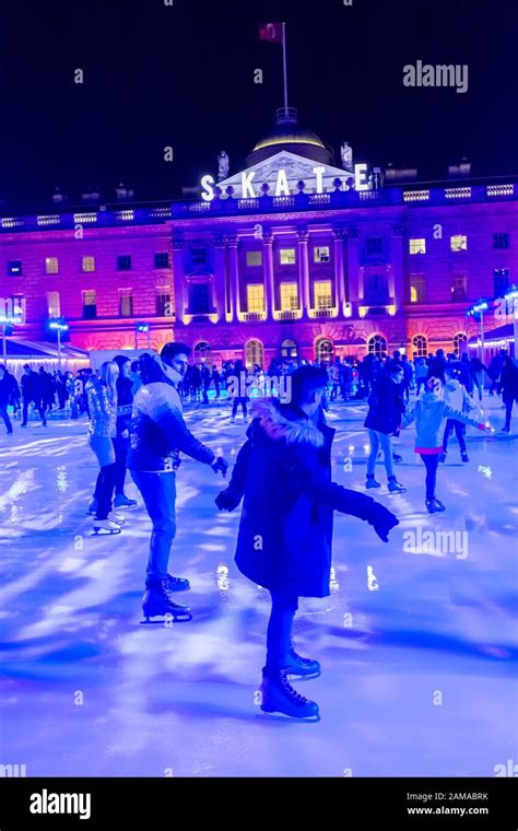 Ice skating at Somerset House, London Stock Photo - Alamy