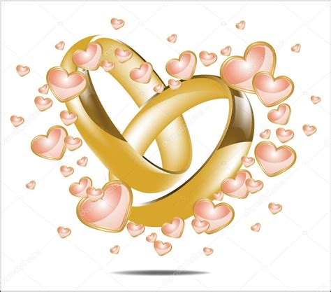 Illustration With Wedding Rings And Hearts Stock Vector Anasteisha