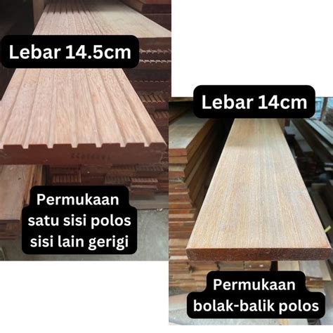 Jual Papan Kayu Pagar Lantai Decking Bengkirai Lebar 145Mm Polos 2