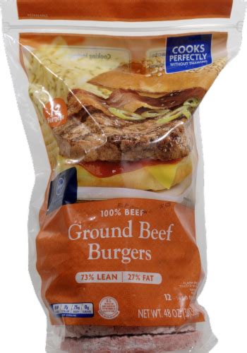 Kroger® 73 Lean 27 Fat Ground Beef Burgers 12 Ct 48 Oz Fred Meyer