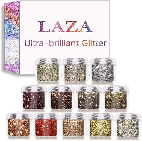 Laza Autumn Nail Glitter Set 12 Colors Acrylic Powder Sequin For Gel