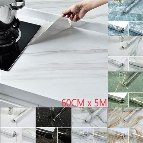 3M 5M Kitchen Marble Contact Paper PVC Wall Stickers Marble Countertop