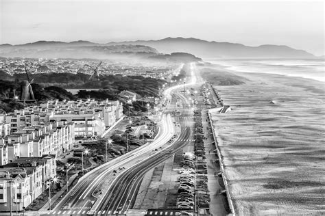 Black And White California Beach Long Exposure Photography Monochrome