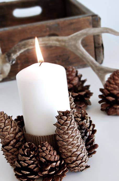 DIY Pine Cones Candle Holder Shelterness