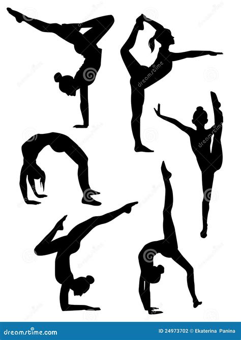 Girls Gymnasts Silhouettes Stock Vector Illustration Of Practicing