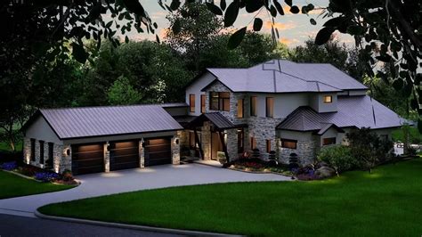 Contemporary Hill Country House Plan With Car Courtyard Entry Garage