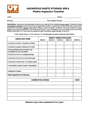 Hazardous Waste Inspection Checklist Complete With Ease AirSlate SignNow