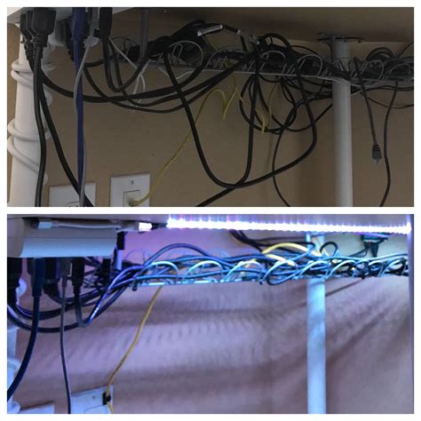 Got tired of the mess of cables under my desk. Some adhesive cable