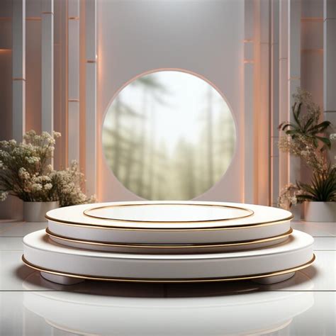 Premium Photo 3d Render White Circular Podium On A Modern Background