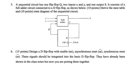 Solved 5 A Sequential Circuit Has One Flip Flop Q Two Chegg