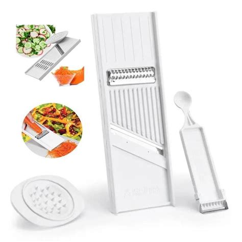 Mini Mandoline Cortador Inox Fatiador 4 Em 1 Boleador De Legumes E