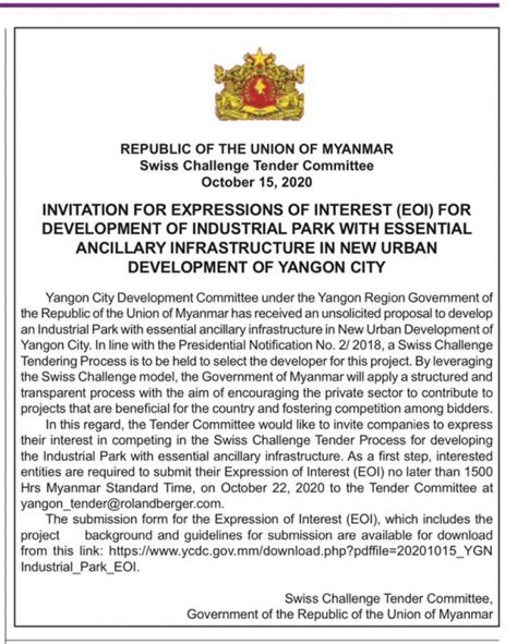 Invitation For Expressions Of Interest Eoi For Development Of