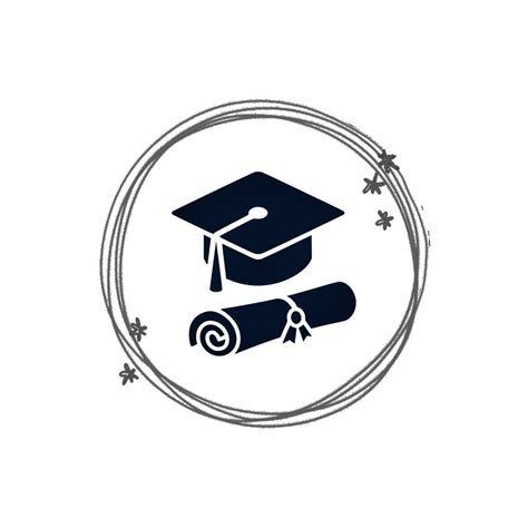 A Graduation Cap And Diploma Scroll In A Circle With Snowflakes Around