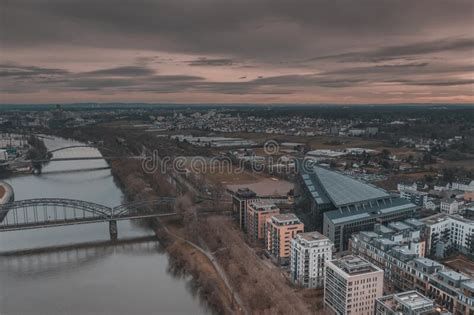 Frankfurt Am Main Top View Aerial Photography With Drone Stock Image