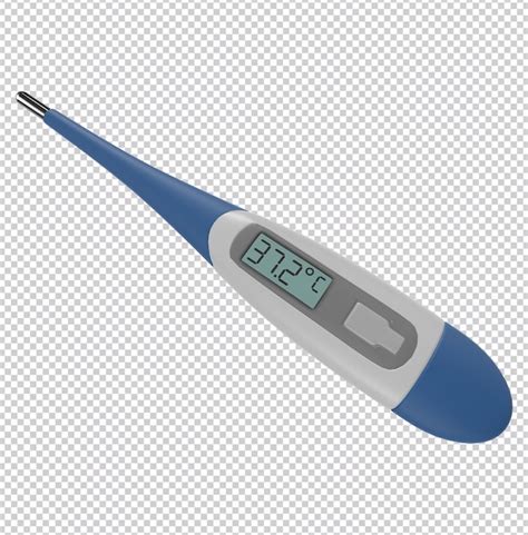 Un Term Metro Digital Azul Y Blanco Muestra La Temperatura Archivo