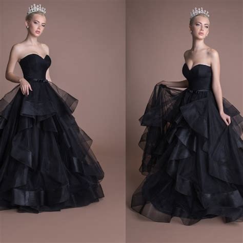 Black Tulle Ballgown Bridal Wedding Gown Dress Gothic Goth Etsy